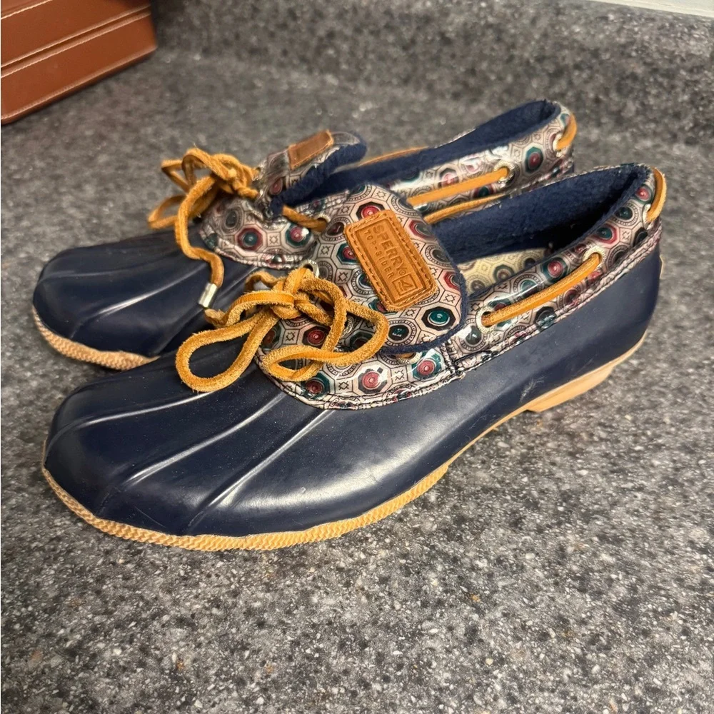 Sperry Women’s Top Sider Low Saltwater Duck Boots Blue Rubber Boat Shoes